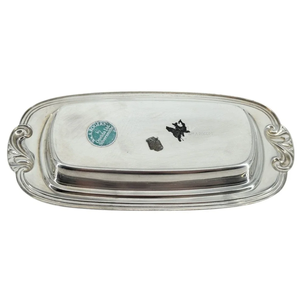 Vintage Wm Rogers Waverly Silverplate Covered Butter Dish Glass Insert #3819